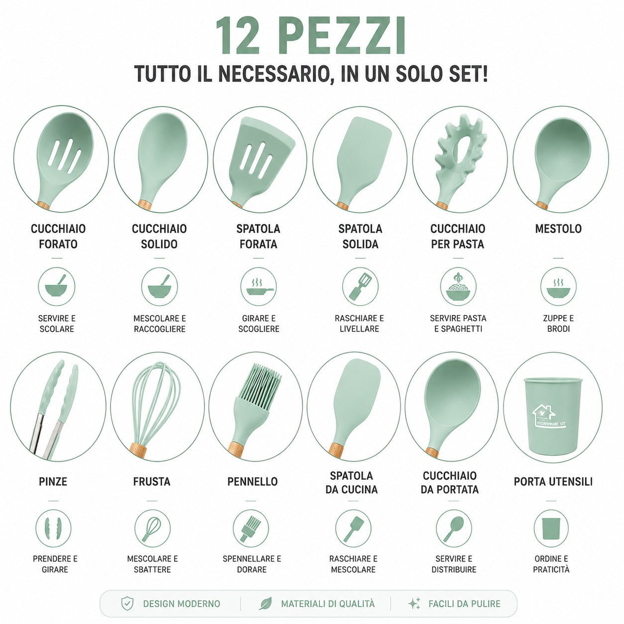 Salto Set Utensili da Cucina in Silicone